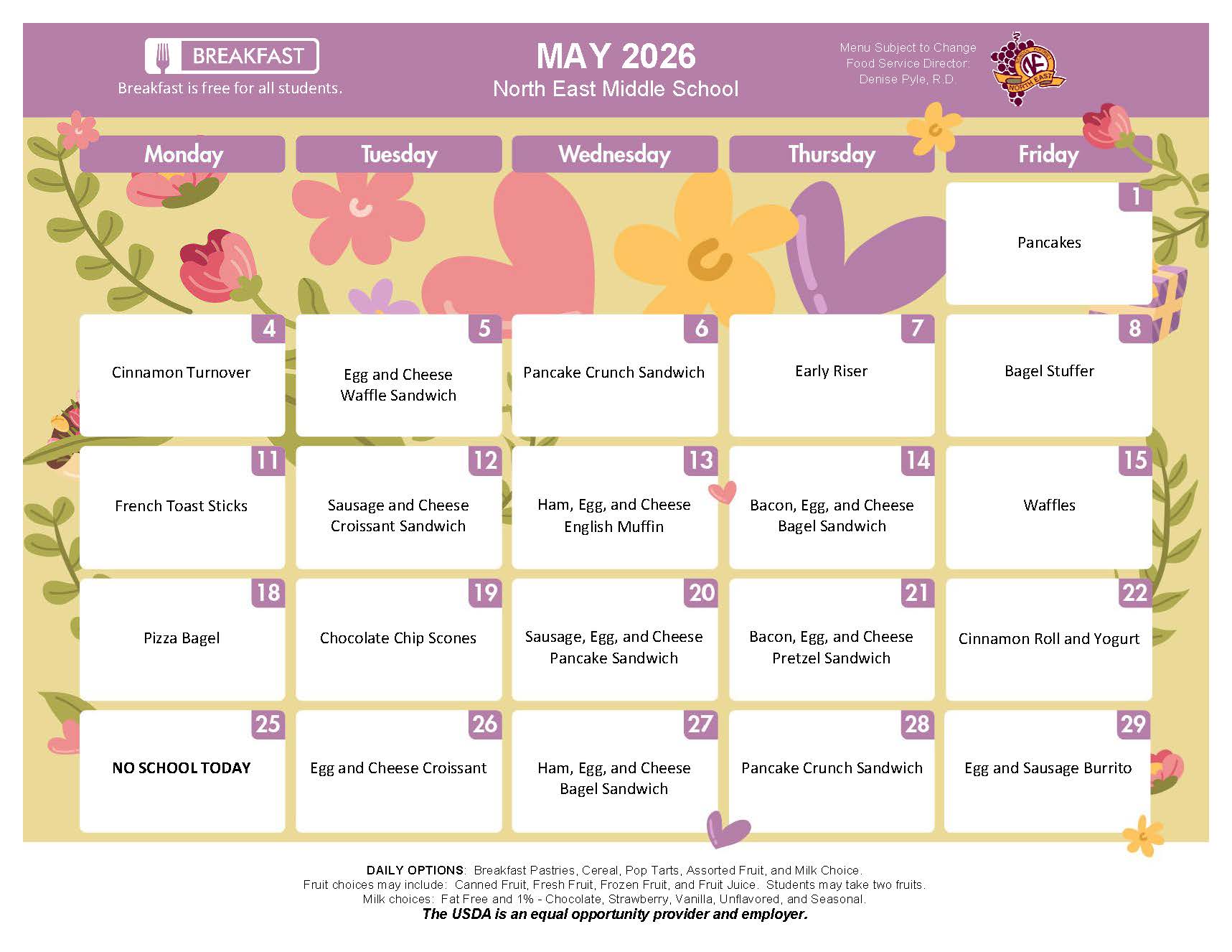 NEMS May Breakfast Menu